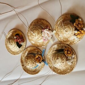 Handmade Sunhat Ornament Set of 5